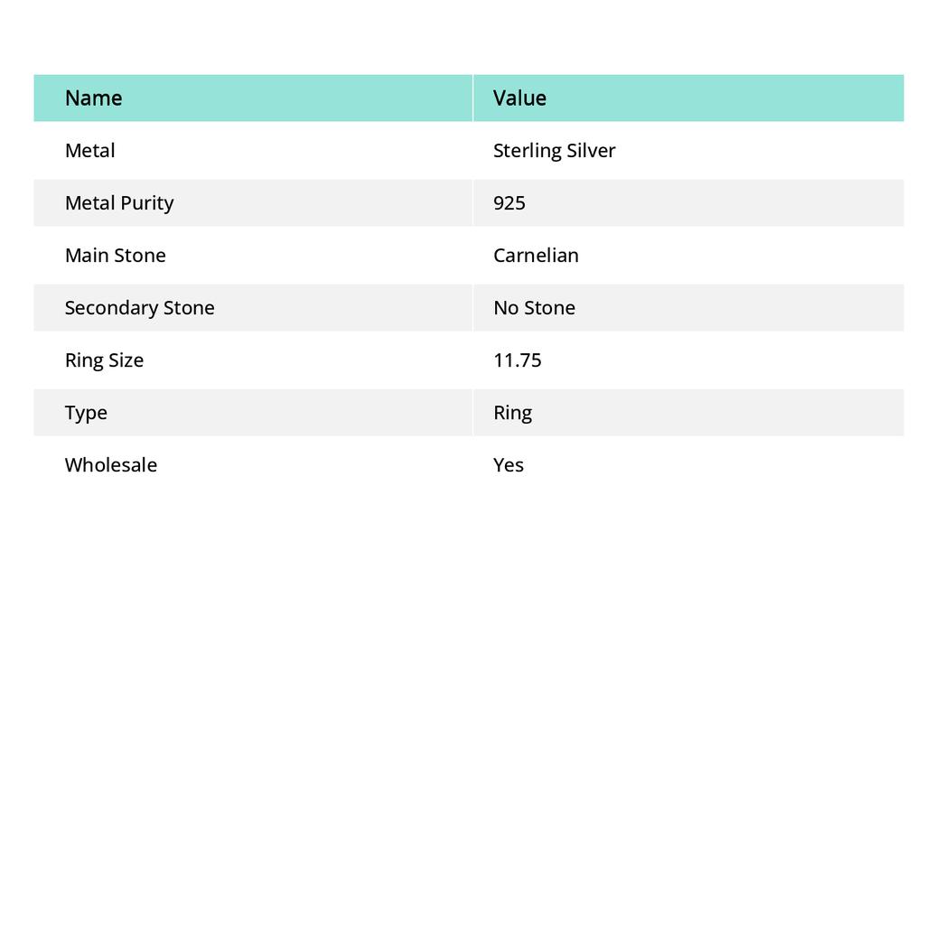 Natural Carnelian Gemstone Handmade 925 Sterling Silver Ring Size 11.75 w3K68