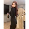 Fashion and Foreign Spice Girl Semi-turtleneck Long-sleeved Dress Women's Spring New Slim and Thin Inner Hip-wrapped Long Skirt