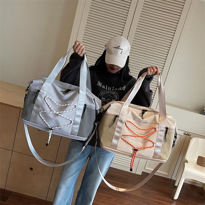 Casual Casual Tote Bag Lightweight Solid Color Travel Luggage Bag Drawstring Portable Oxford Cloth Shoulder Bag Travel