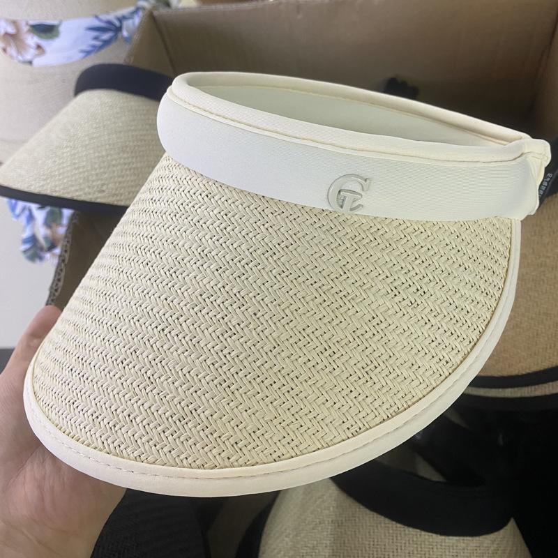 Empty Top Uv Sun Protection Hat Women'S Summer Uv Protection Double-Layer Big-Eave Beach Straw Hat Foldable Sun Hat