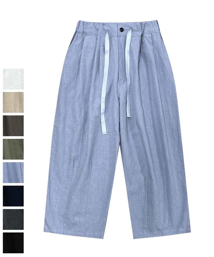 SMITHARMOR Sa Double-Pleat Linen Wide Pants_Sky Blue