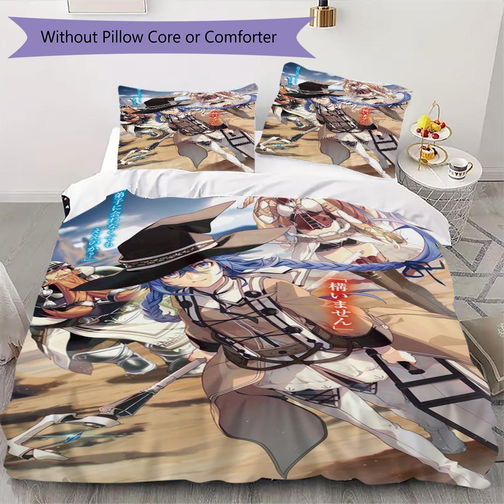 Mushoku Pattern Bedding,Quilt Set Quilt Cover Pillowcase Home Birthday Gift(1 * duvet cover + 2 * pillowcase, without core)_lx