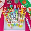 Creative Christmas 6-Color Ballpoint Pen with Cartoon Santa Claus - Ideal for Holiday Journaling and Student Prizes.