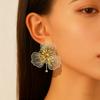 Luxury Exaggeration Premium Metal Gold Flower Stud Earrings Heavy Industry Flower Earrings Earrings