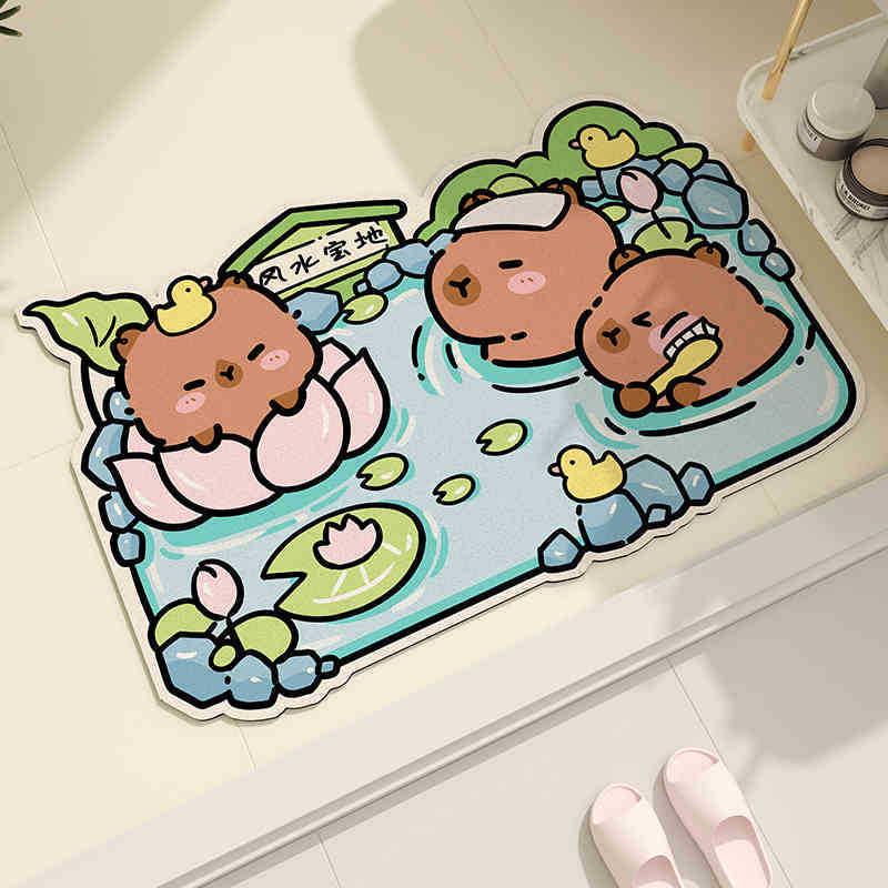 Cartoon Diatom Absorbent Anti-Slip Mat for Bathroom, Kitchen, Door, or Toilet