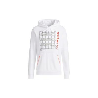 adidas Neo Casual Sports Print Loose Fit Pullover Hoodie Men Tops White GV3526