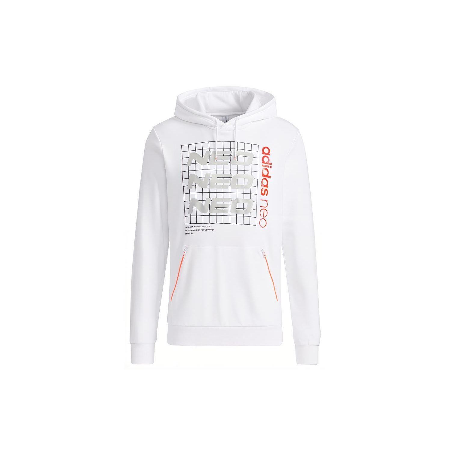 

Adidas Neo Casual Sports Print Свободный пуловер с капюшоном Мужские топы Белый GV3526
