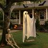 Weighted Fabric Flying Ghost Halloween Hanging Swing Decor with String Lights, Glowing Floating Lighted Porch Ornaments Ornament for Yard Tree,