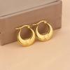 Pendientes de Acero Inoxidable Martillado Geométrico Chapados en Oro de 18 Quilates