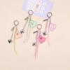 Colorful Heart Keychain Acrylic Tassel Bag Charm Sweet Letter Metal Pendant Women Girls Phone Strap Fashion Accessories