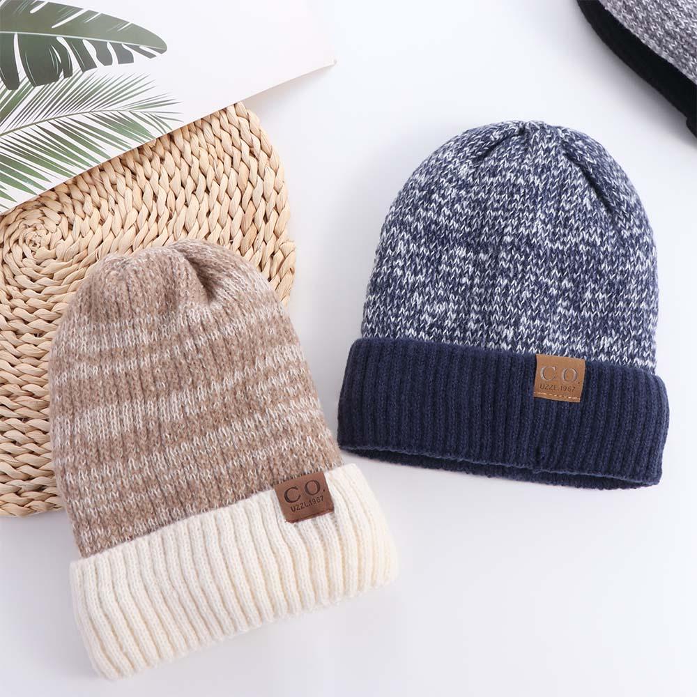 Windproof Plush Knitted Hat Casual Warm Beanie Cap Fashion Winter Knitted Hats Men Women