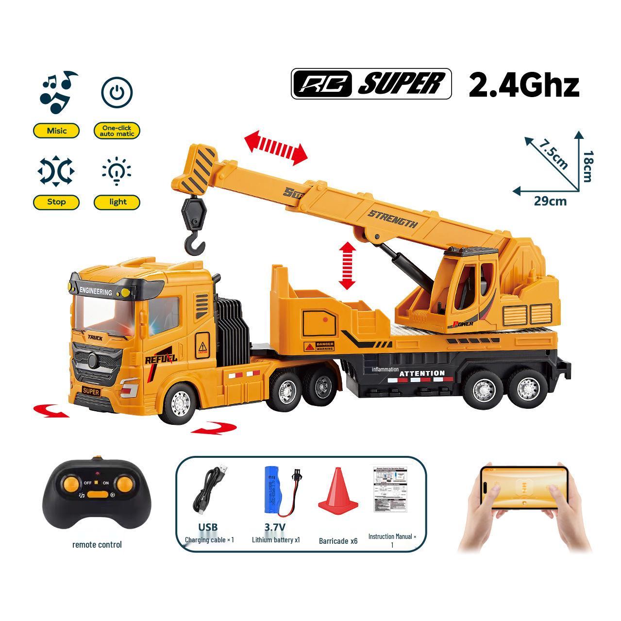 

2.4G 6-Channel Remote Control Excavator & Fire Truck Toy Set with Lights & Music