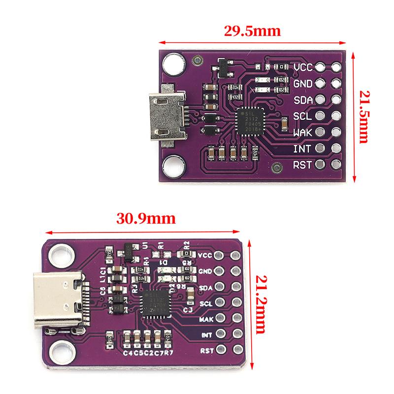 1pcs MCU-2112 CP2112 Debug Board USB 2.0 To SMBus I2C Communication Module With Type-C Interface