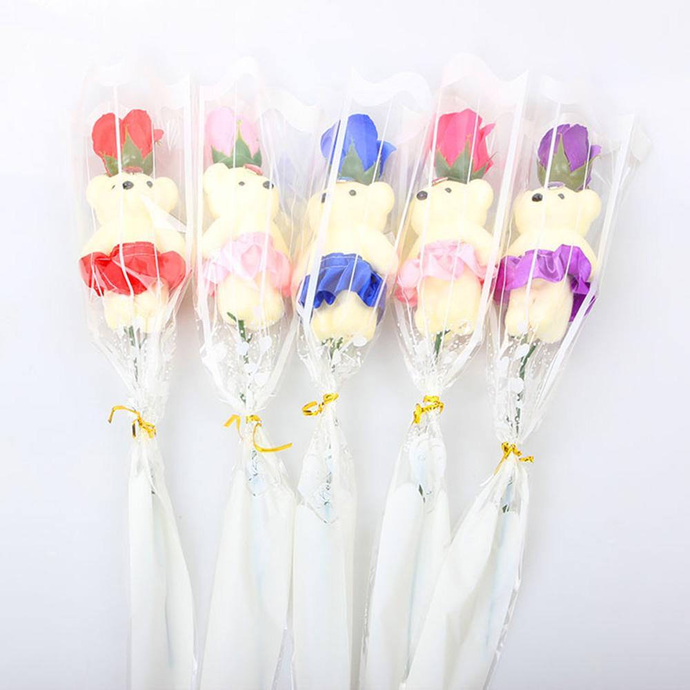 Mit süßem Teddybär Schöne kreative duftende Blume Seife Rosen Weihnachtsgeschenk Bunter Bär Seife Rose Heimdekoration Blumen