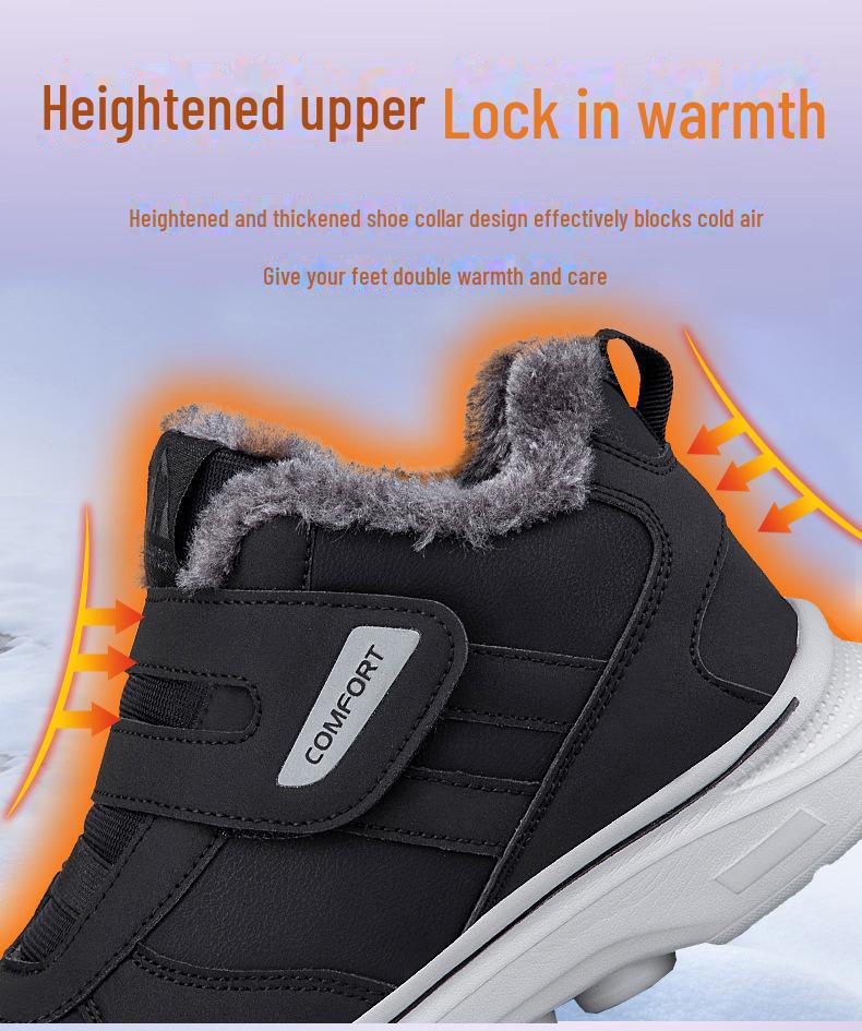 Men's High Top Waterproof Winter Boots with Velvet Lining - Soft Sole, Warm Snow Shoes for Elderly & Dad.