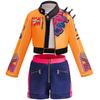 Girls' Stage 3-Piece Singing Competition Shining Set Halloween Dance Party Cool Girl Korean Casual Clothing Metal Pattern Jacket