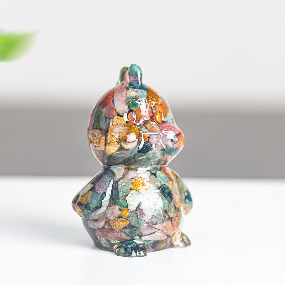 Zodiac Chicken Resin Craft Figurine With Crystal Filling For Home Decor And Gifting