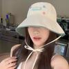 Women's Spring and Summer Travel Japanese Cute Button Quick Drying Letters Fisherman Hat Korean Face Showing Small Sun Protection Basin Hat