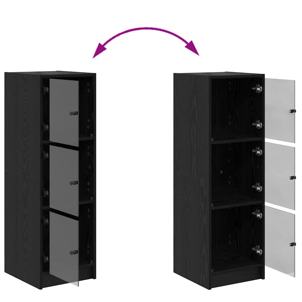Highboard In Black Oak Look 35 X 37 X 109 Cm Particleboard