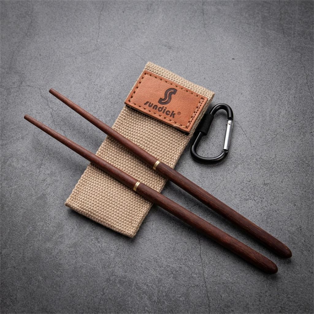Portable Folding Chopsticks with Storage Bag Wooden-Material for Outdoor Camping