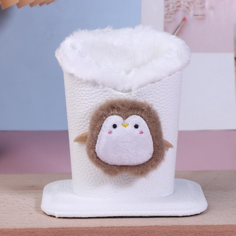 1Pc Plush Lined Glasses Case Cute Animal Design Faux Leather Ideal For Desk Or Bedside Table Protects Glasses And Pens