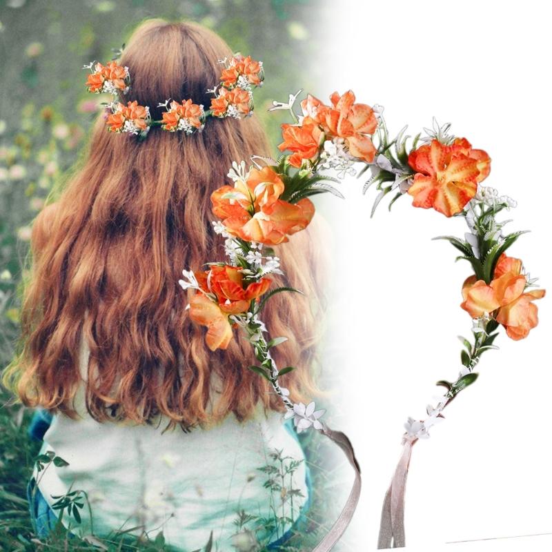 Pastoral Flower Shape Headband for Traveling Taking Photo Spring Girl Ethnic Hair Hoop Wedding Party Bride Hairband
