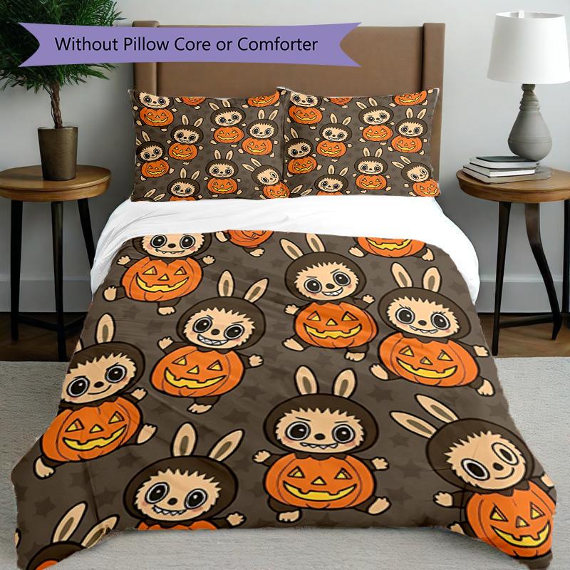 3pcs Duvet Cover Set (1*Duvet Cover + 2*Pillowcase, Without Core), Labubu Print Bedding Set, Bedroom Decor, All‑Season, Birthday Gift