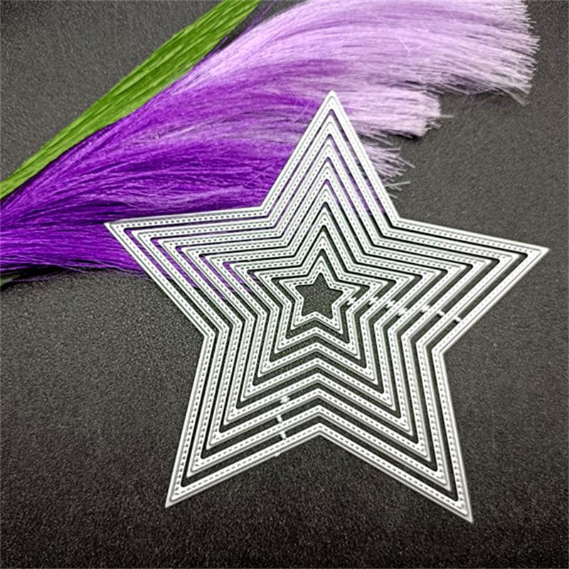 

Многослойный фон с пентаграммой, металлические штампы для резки, трафареты в форме точек, высечки для DIY, тиснение для скрапбукинга