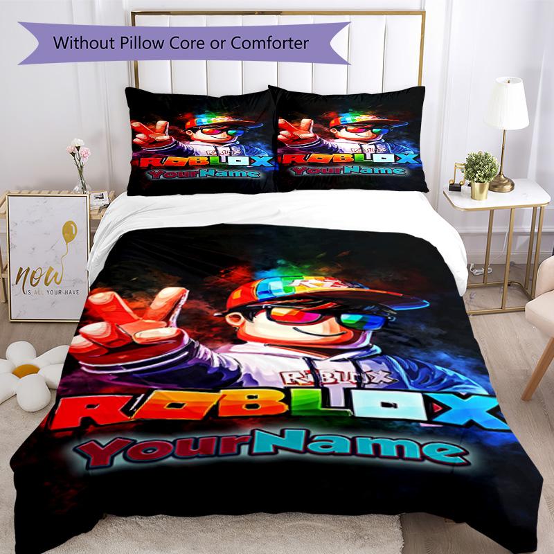 Roblox 68 Customize Your Name Bedding Set Breathable Duvet Cover with Pillowcases Home Decoration Birthday Gift