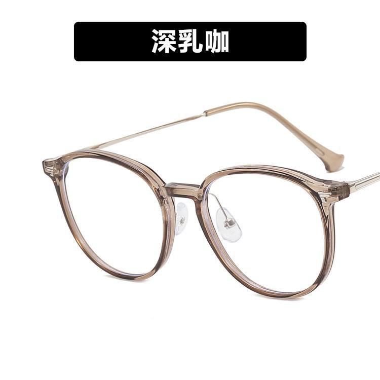 Myopia Glasses Retro Glasses Anti-Blue Light Glasses Plain Flat Glasses Cold Brown Can Be Matched With Degrees Round Frame Black Frame Anti-Fog