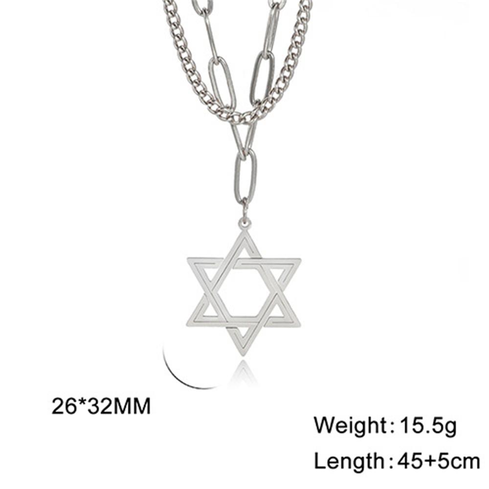 Israel Star of David Necklace Stainless Steel Hexagram Choker Necklace for Women Double Layer Chain Pendant Je Trend Jewelry