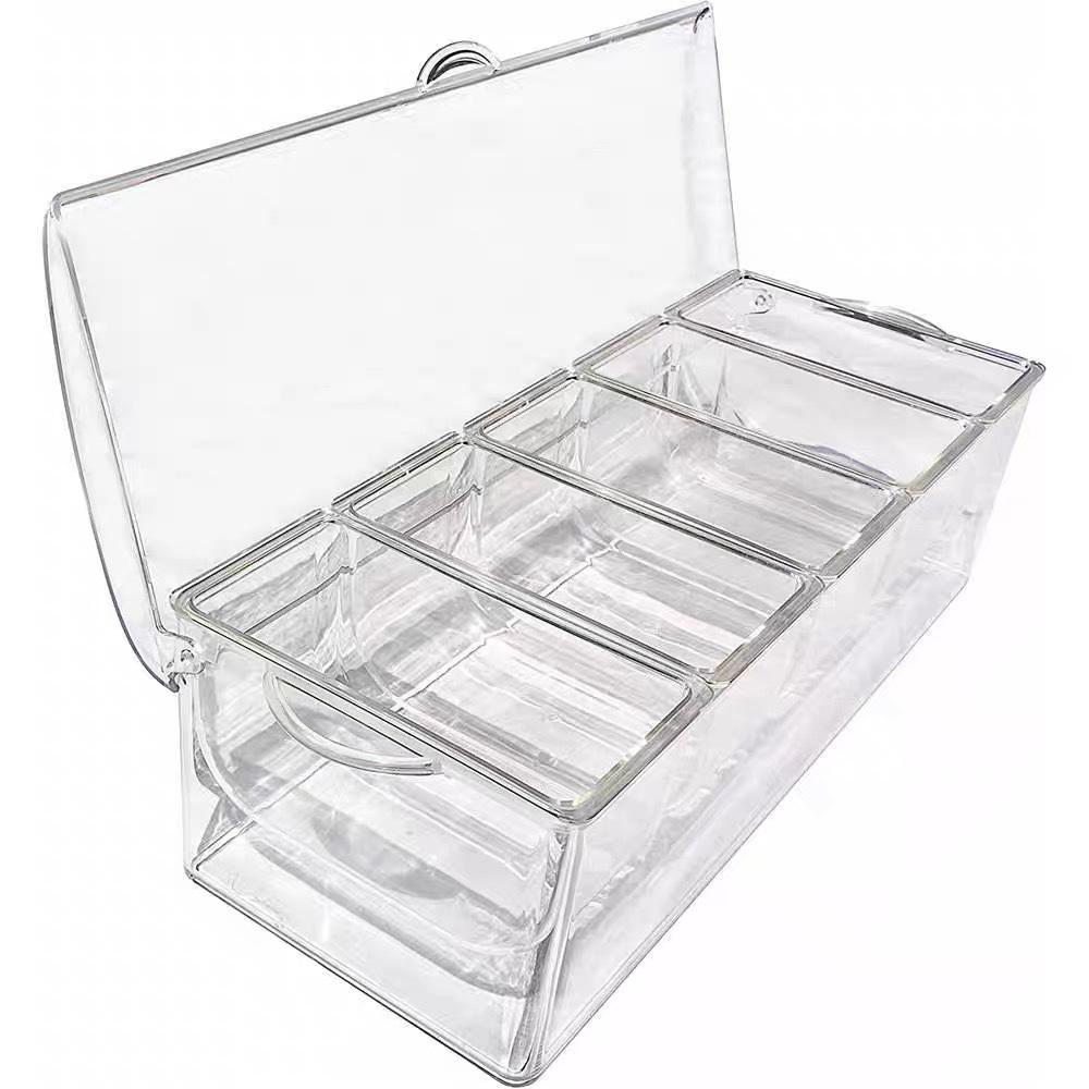 Seasoning Storage Box Removable 4/5 Clear Crystal Acrylic Kitchen Chilled Container Salt Sugar Server with Spoon Lid
