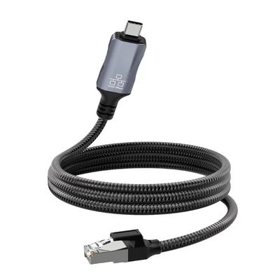 1.8m Long USB C To RJ45 Gigabit Ethernet Cable Braided Fast Speed Corded Internet Cord for Laptops Tablets