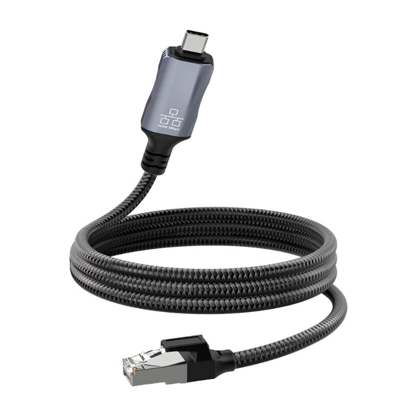 

Плетеный адаптер-кабель Type C на Ethernet, длина 1,8 м, поддерживает сетевое подключение 1000 Мбит/с для мобильных устройств 1