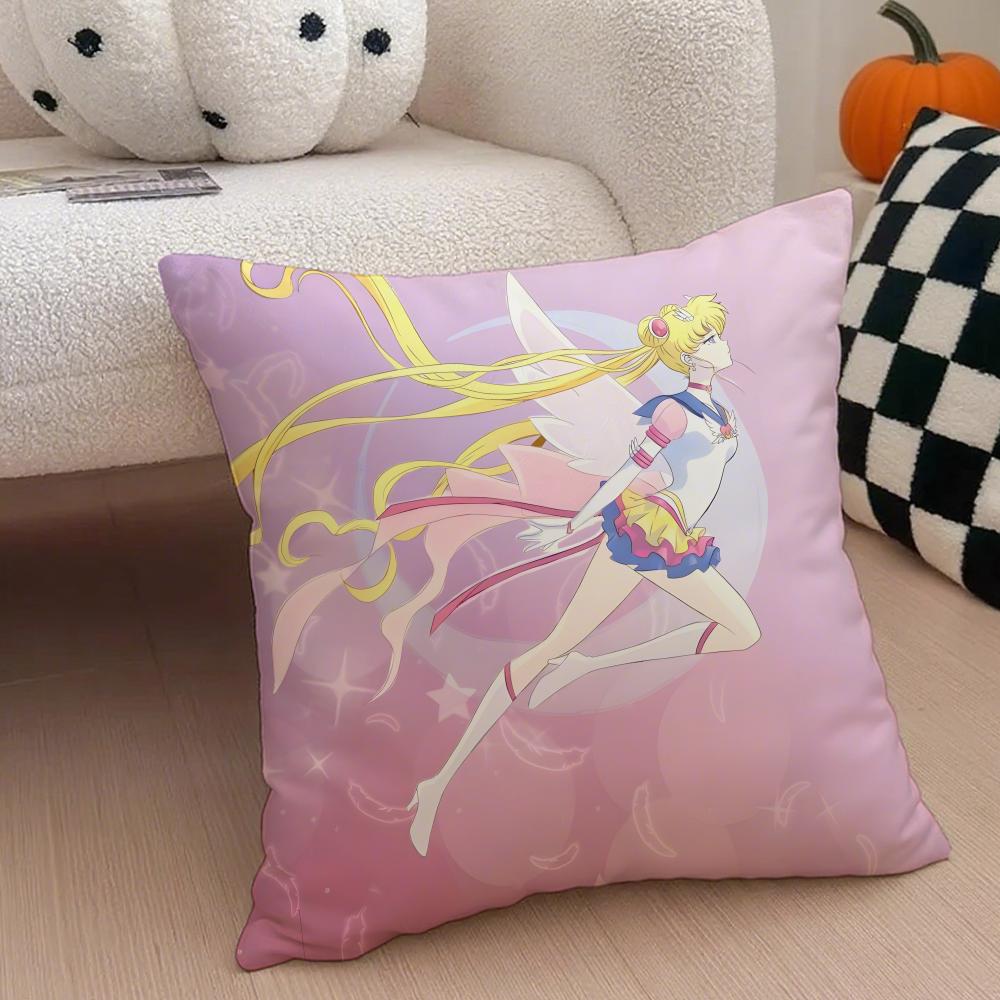 Dreamlike Cute SSailor Moon Cushion Cover Throw Pillow Cover Hidden Button Durable Polyester Chair Cushion