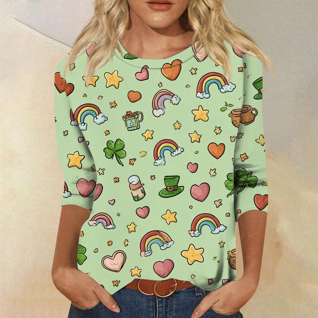 Dámský módní ležérní svetr s kulatým výstřihem a tříčtvrtečním rukávem s potiskem Saint Pao