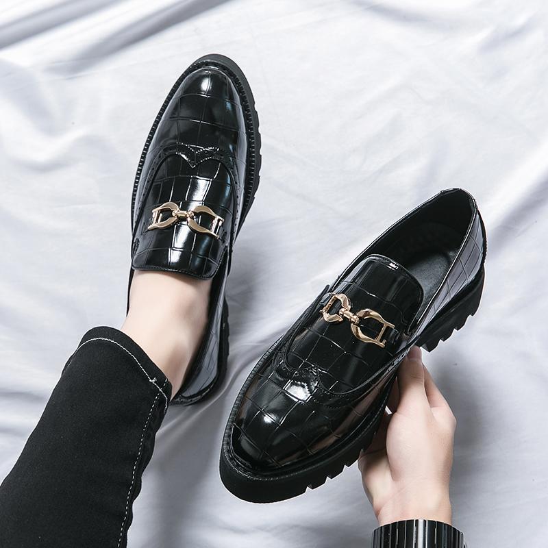 Fashionable Green Thick Soled Men's Shoes Casual Men Loafers Handmade Moccasins Breathable Slip on Footwear Male Oxford Shoes