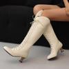 Retro Knee High Western Boots Cowboy Women's Victorian Tall Boot Cutout Kitten Heel Shoes 2024 Fall Winter Soft PU Comfy