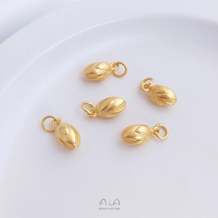 Vietnam Sand Gold Lotus Seed Pod Pendant & Red Rope Bracelet Charm - Strong Color Retention for DIY Jewelry