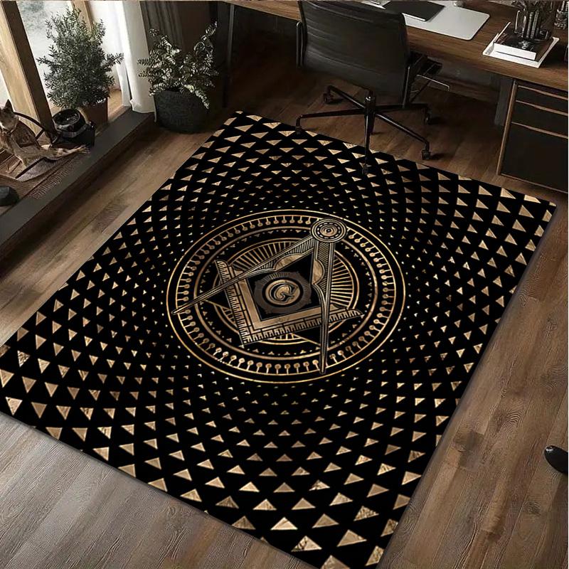 1 Tapis Imprimé Franc-Maçon - Tapis de Décoration Intérieure Pour Salon Chambre Sol Zone de Chaise d'Ordinateur Tapis
