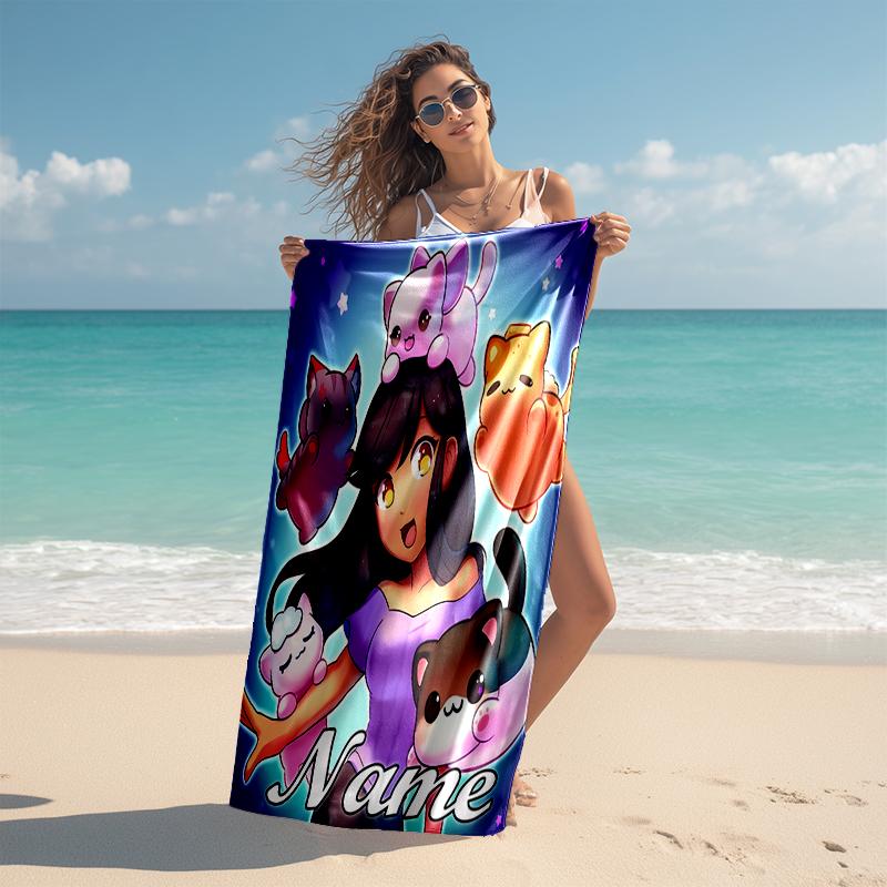 Asciugamano da spiaggia personalizzato con motivo Aphmau - morbido, assorbente, ad asciugatura rapida, perfetto per nuotare, campeggio e bagni