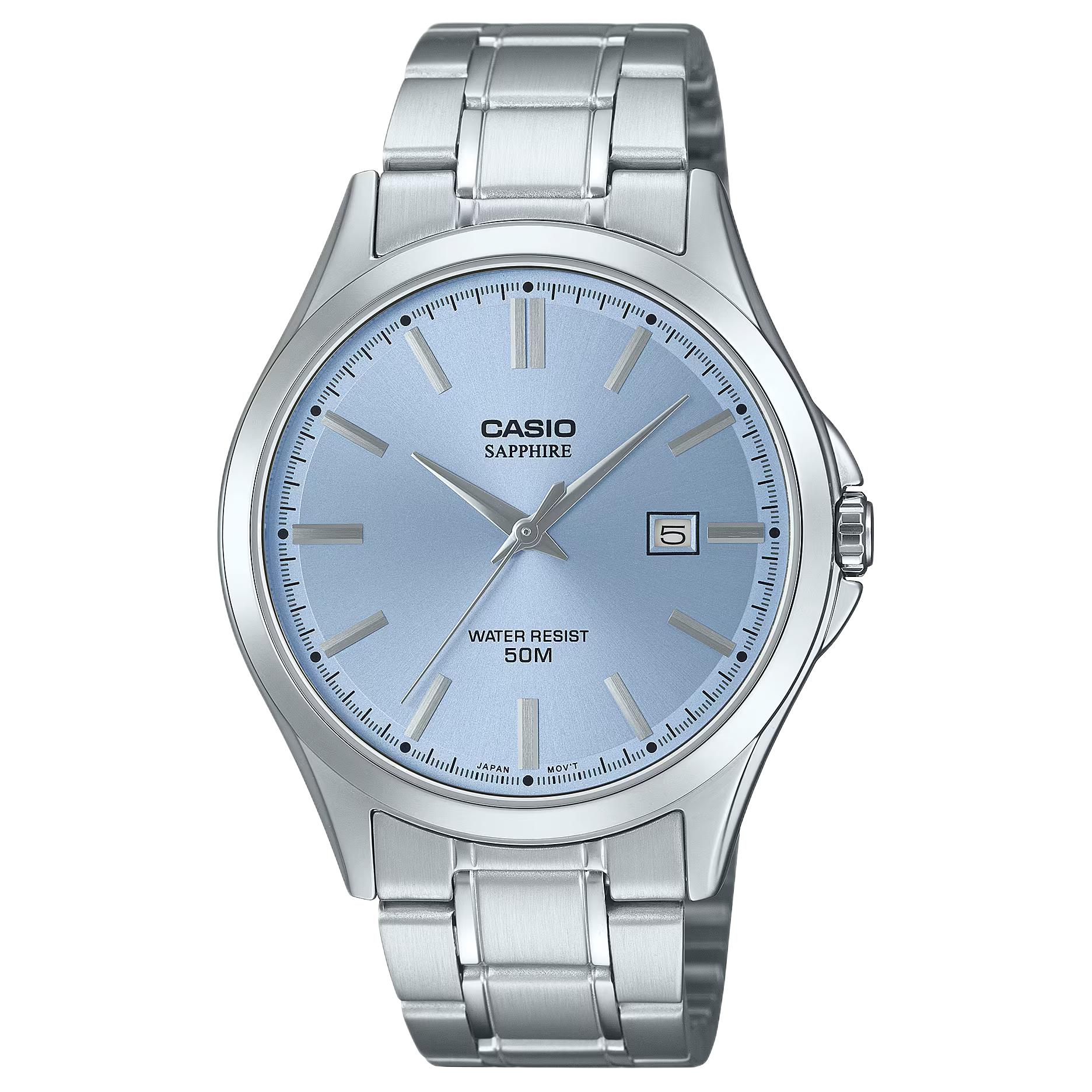 

CASIO G SHOCK 50m Water Resistant Quartz Movement Stainless Steel Strap Watch Unisex Blue Dial MTS-115D-2A2V Blue Dial