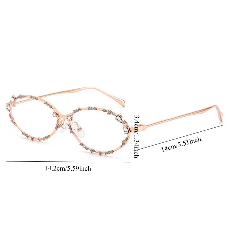 1PC Oval Punk Diamond Glasses Men's and Women's Luxury Fashion Trend Rhinestone Anti-blue Glasses Korean Version of Street Style Glasses