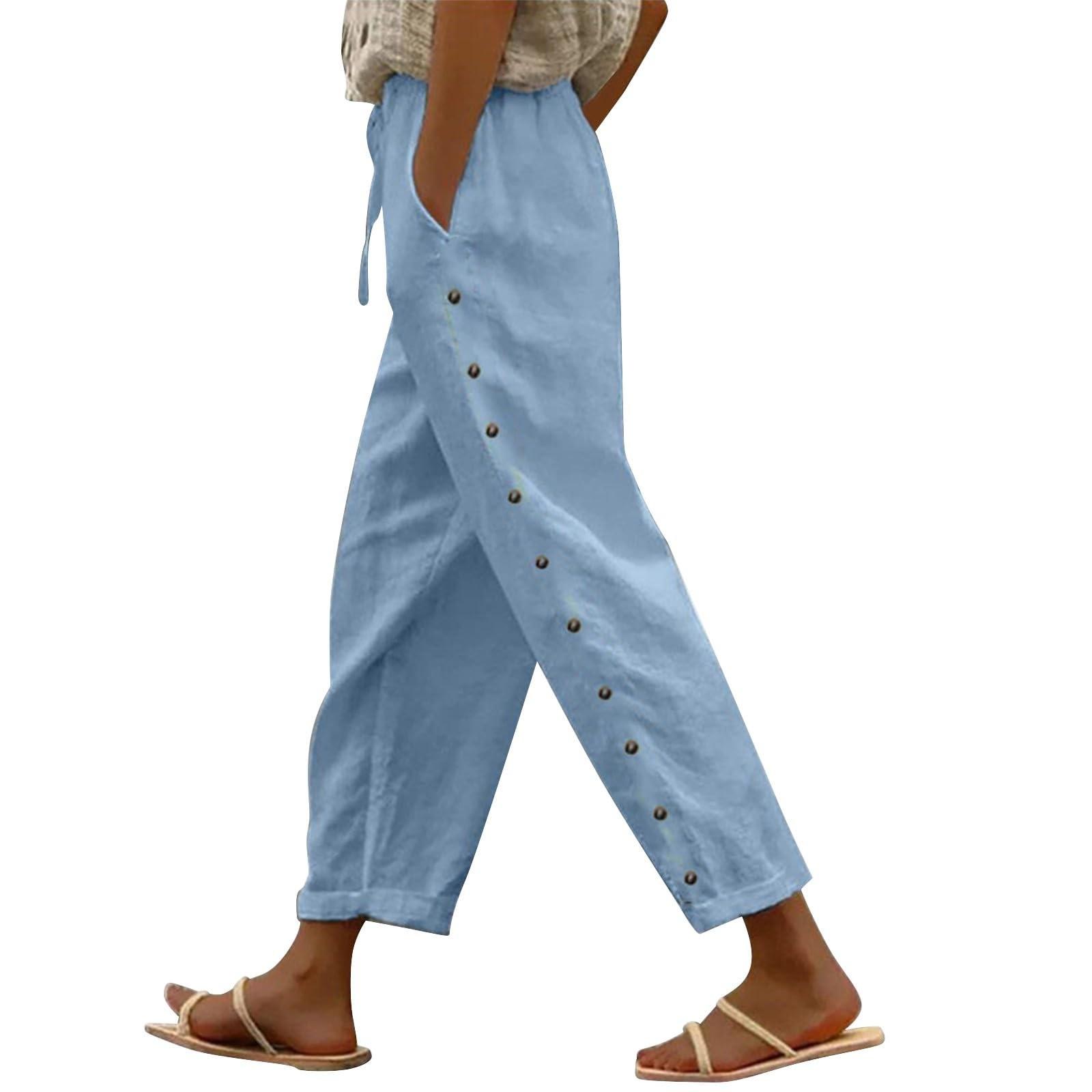 

Женские повседневные модные брюки в полоску с принтом сбоку, мешковатые брюки с эластичной резинкой на талии, прямые удобные брюки с карманом XXL