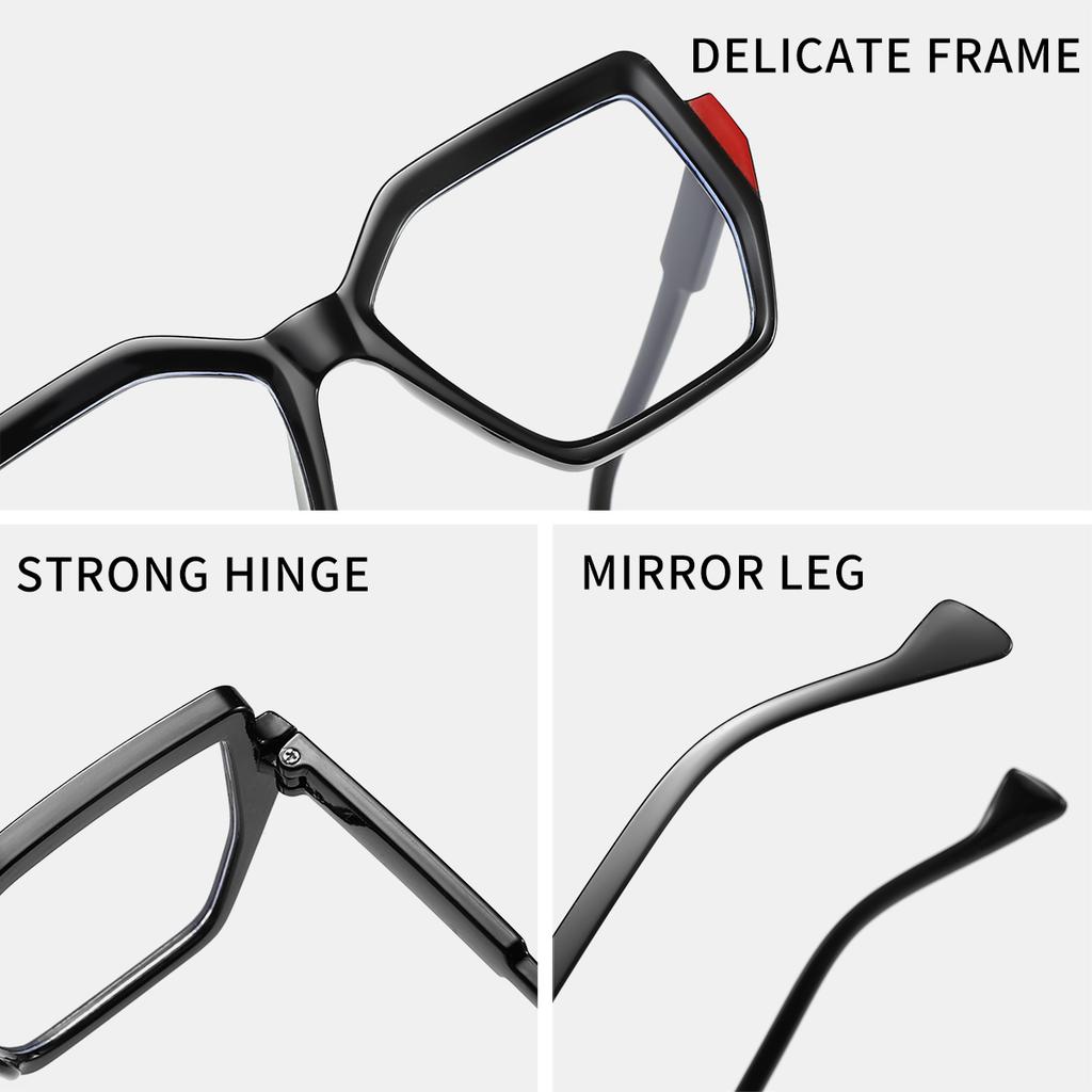 Vaneasel 1pc women's large frame trapezoidal gradient color trend fashion anti-blue light glasses daily reading frame glasses