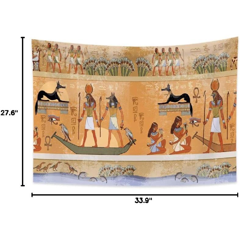 Haoyiyi Egyptian Tapestry Wall Hanging Ancient Egypt Mythology Culture Tapestry Pharaohs Hieroglyphic Carvings Tapestries for Bedroom Living Room
