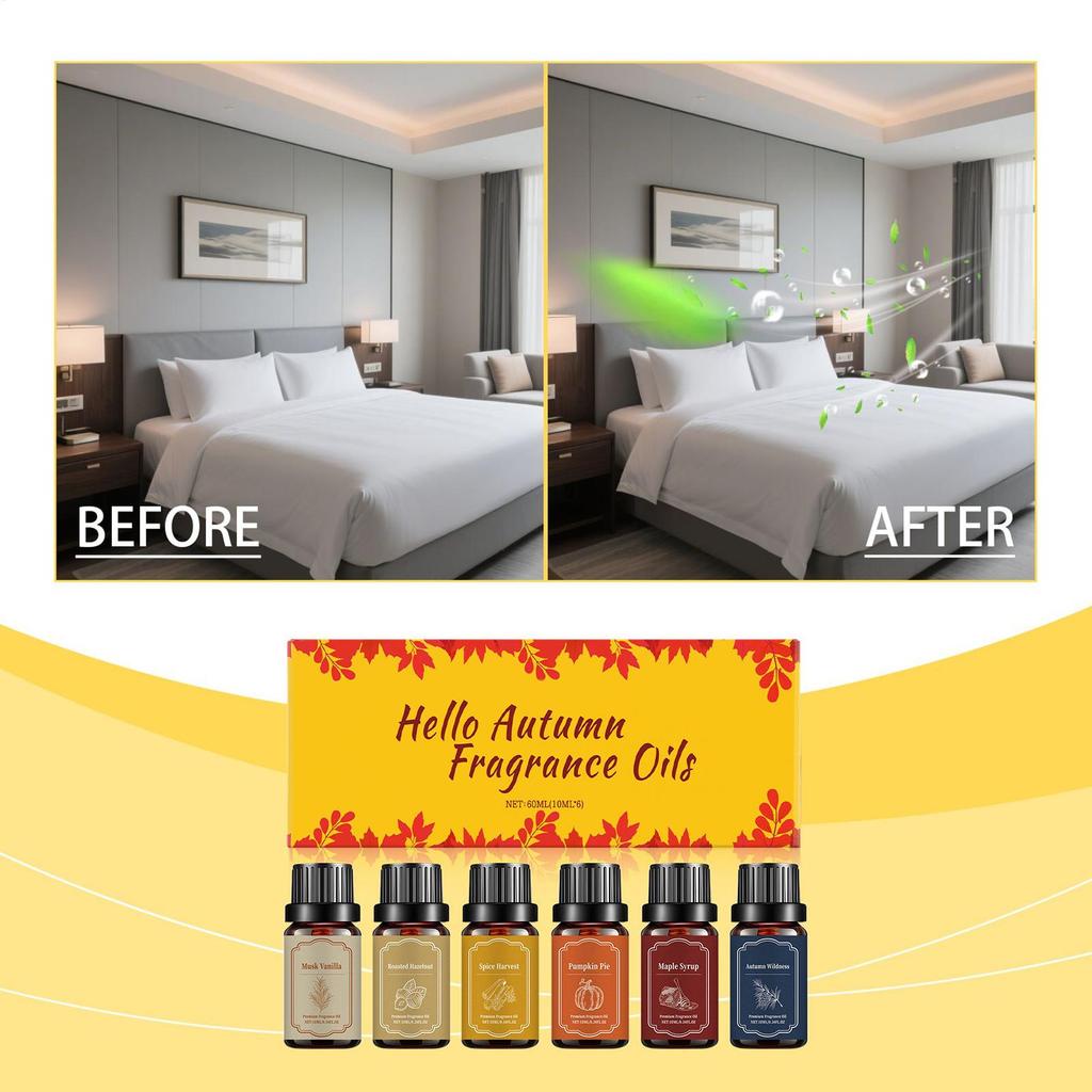 New 10ml Fall Scents For Candle Making 6pcs Cozy Fragrance Autumn Scented Diffuser OilsFor Air Purifier Candle Making Living