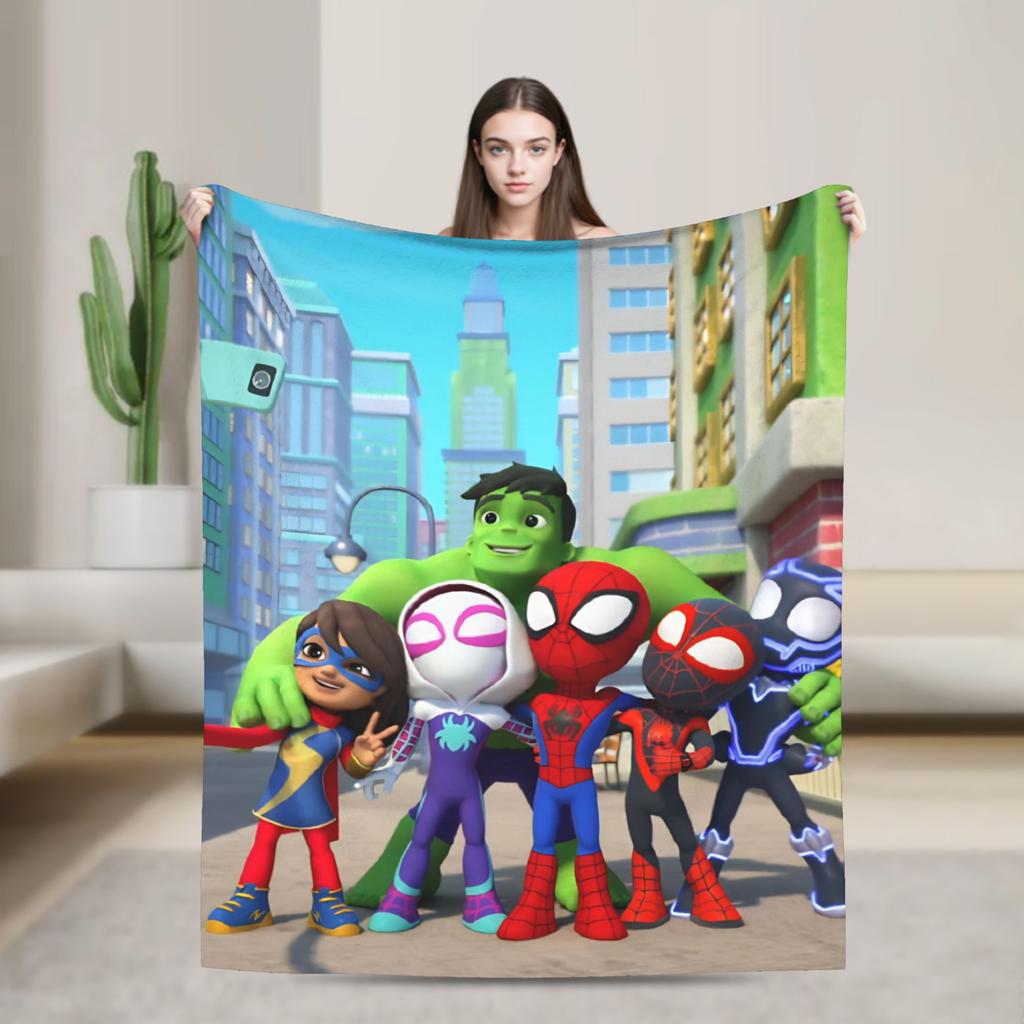 Spidey And His Amazing Friends Blankets Super Soft Funny Plush Throw Blanket For Chair Sofa Bed Flannel Bedspread Bed Cover