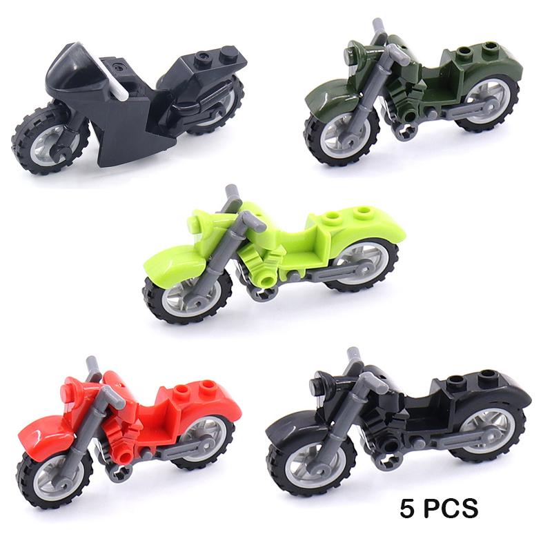 Military Motorcycle Building Block Vehicle Model Figures Accessories Soldiers WW2 Transportation Facility Police SWAT Toys