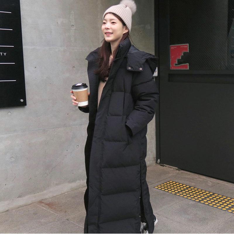 Lang vinterjakke Parka Dame Kåpe Uformell Løs overtrekk Klær Yttertøy Bomull dun
